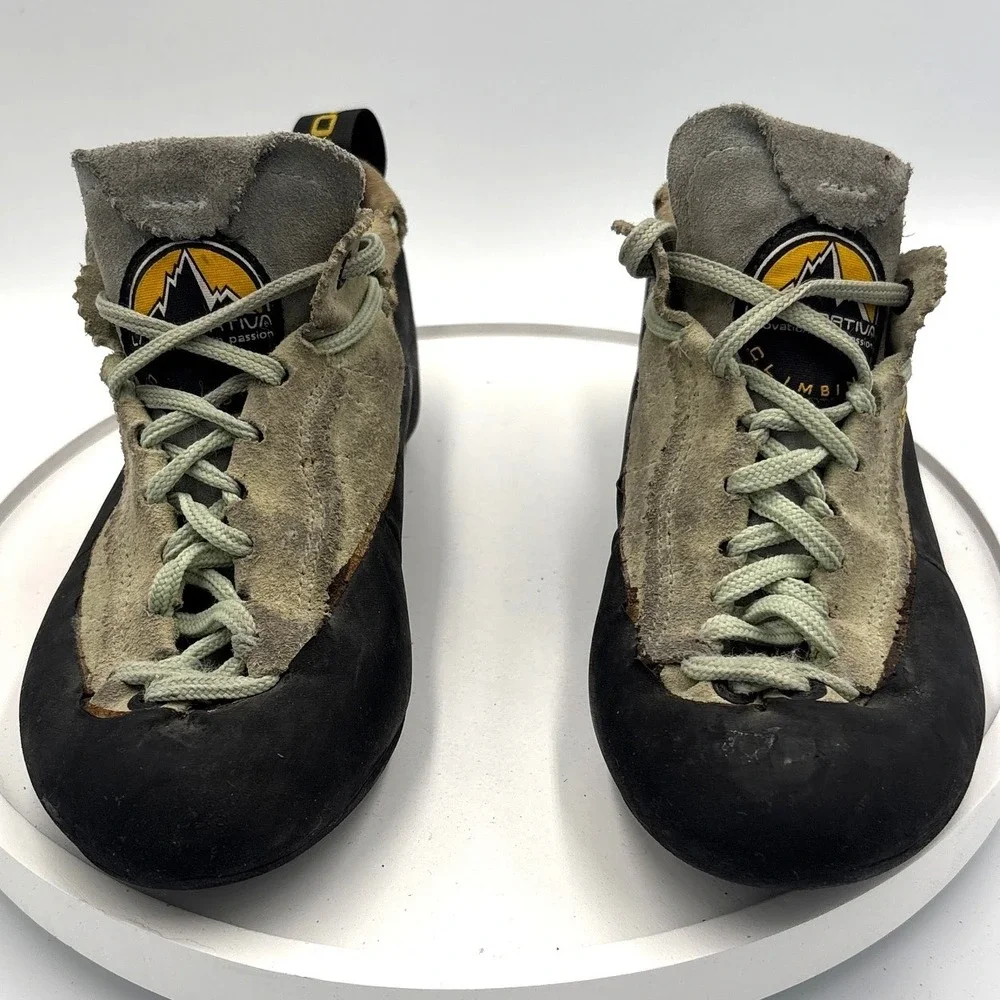 La Sportiva Mythos Climbing Shoes Tan Black Suede EU 37.5 US Women 6.5 Men 5.5